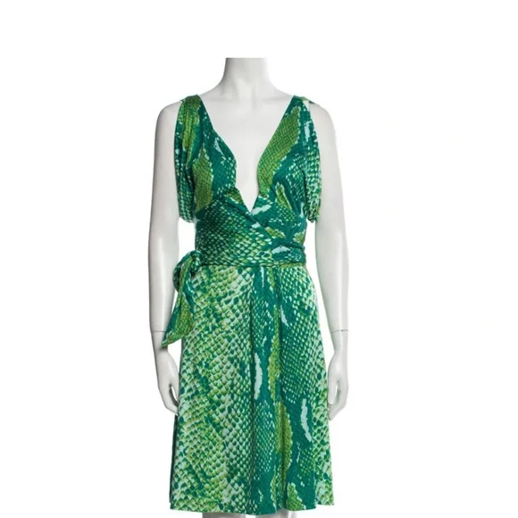 green emerald velvet dress Embellished Cowl Neck A-Line Mini Dress in Green Snake - 8 main image 0
